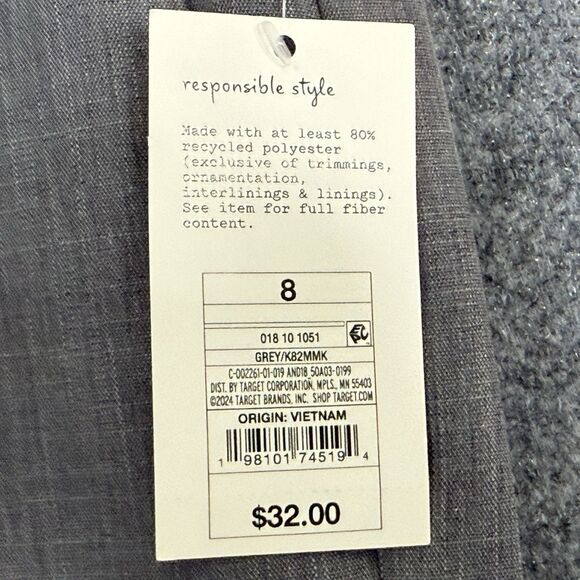 A New Day Tapered Dress Pants Gray Women Sz 8 Cargo Pockets High Rise NWT - Picture 7 of 16